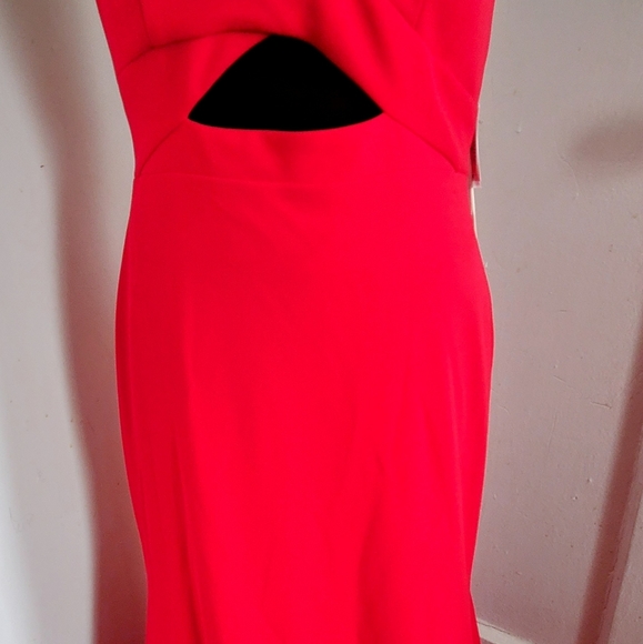 Aqua V-neck Cutout Dress - Picture 3 of 13